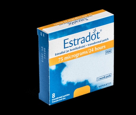 Estradiol - illustration d’un comprimé et d’une fiole