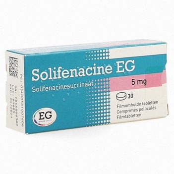 Acheter Solifenacin - Illustration d'un comprimé et packaging
